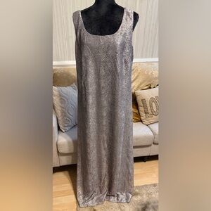 Silver Metallic Sleeveless Maxi Dress